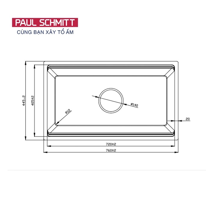 Bản vẽ chậu rửa bát Paul Schmitt PAM7645-UDDE