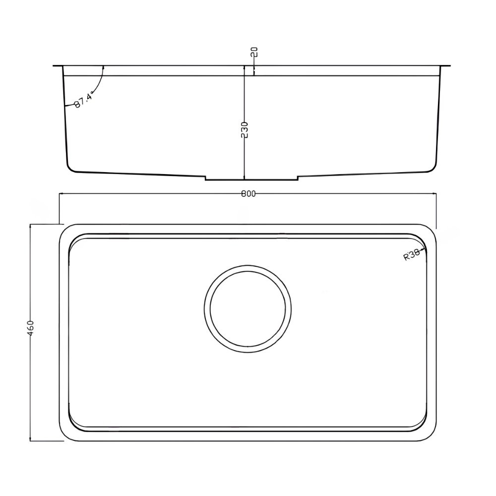 Bản vẽ chậu rửa bát Paul Schmitt PAM8046-UDE