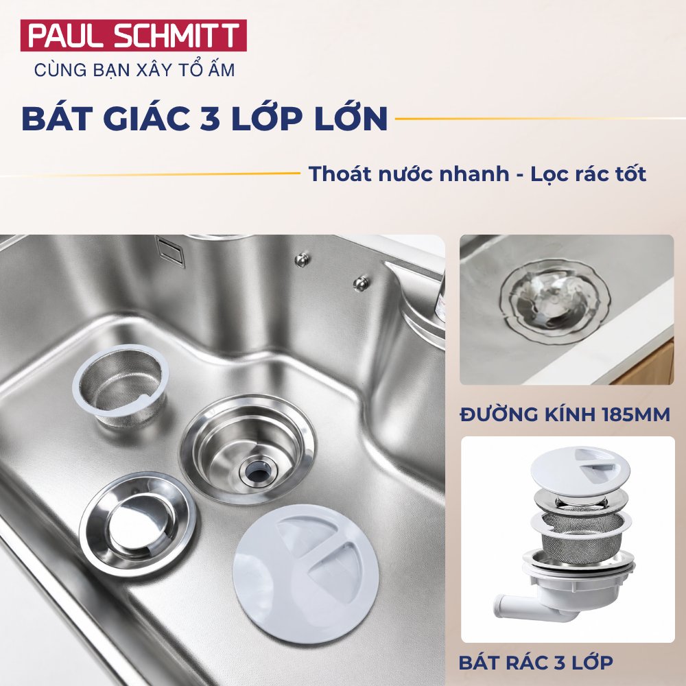 Chậu rửa bát Paul Schmitt PAM8250-UE một hố - hình 4
