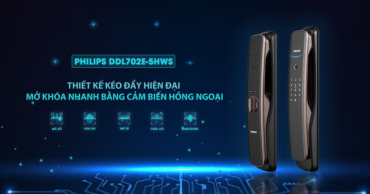 Khóa Điện Tử Philips DDL702W-5HWS - Hình 1