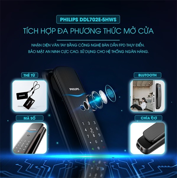 Khóa Điện Tử Philips DDL702W-5HWS - Hình 2