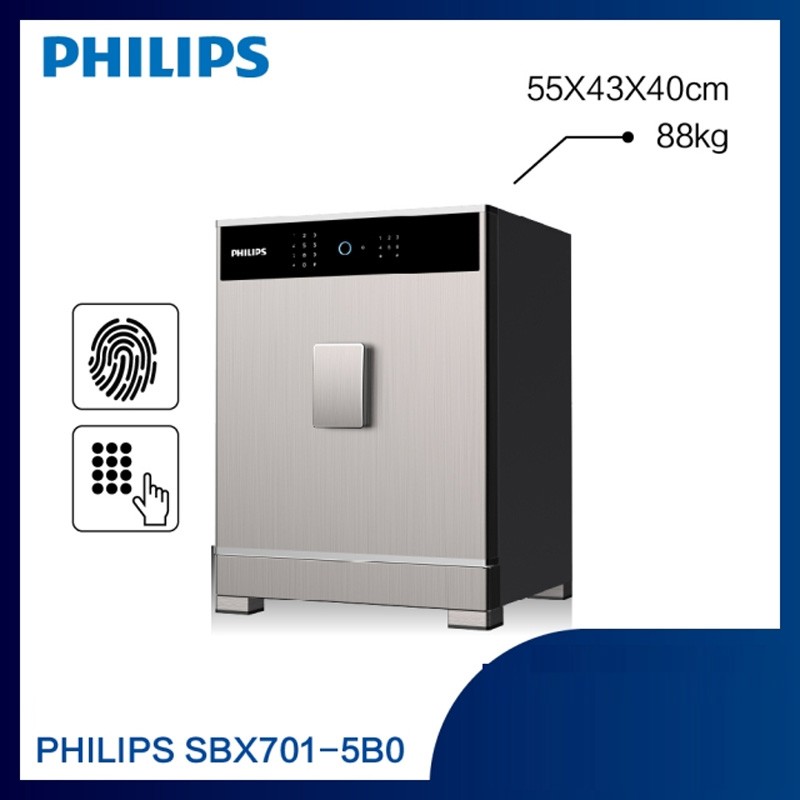 Két Sắt Philips SBX701-5B0 Bảo Mật Vân Tay Và Mã Số (80kg)