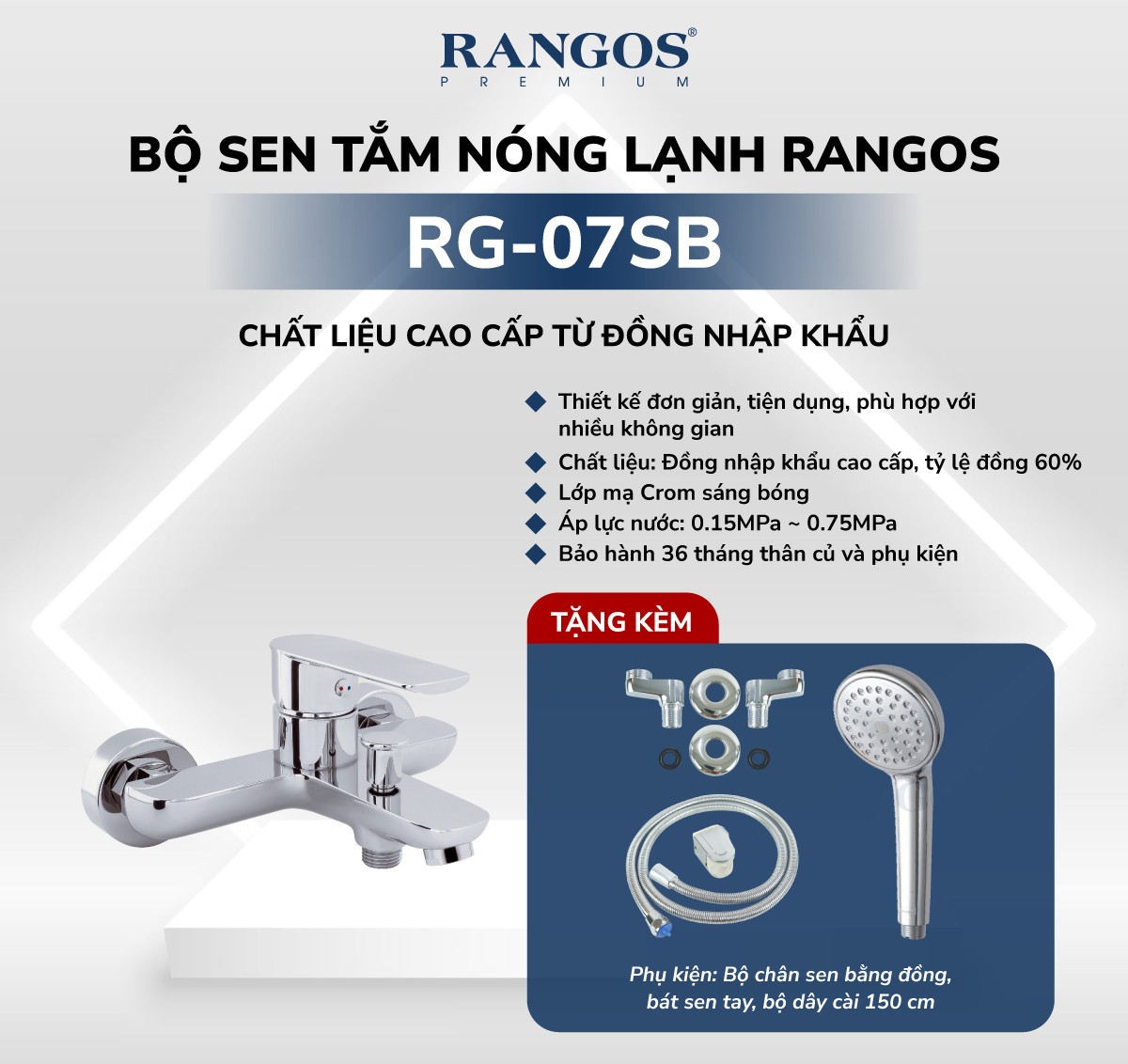 Thông tin bộ sen tắm thường Rangos RG-07SB