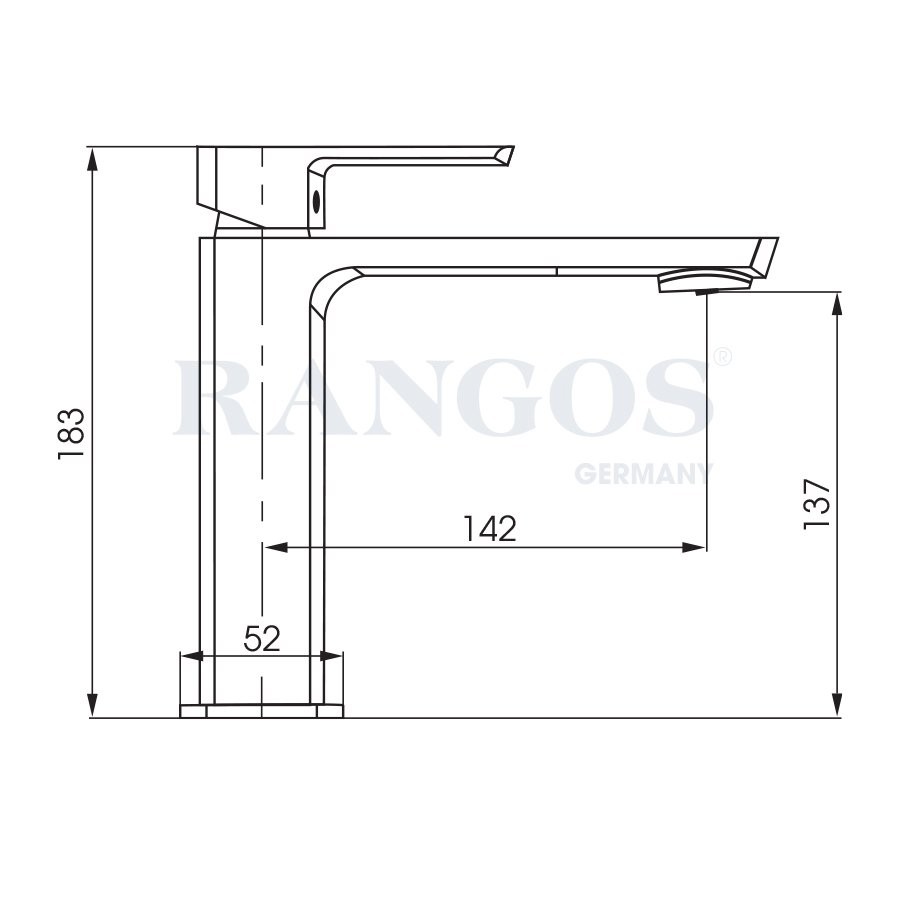 Bản vẽ vòi lavabo Rangos 1 lỗ RG-3100