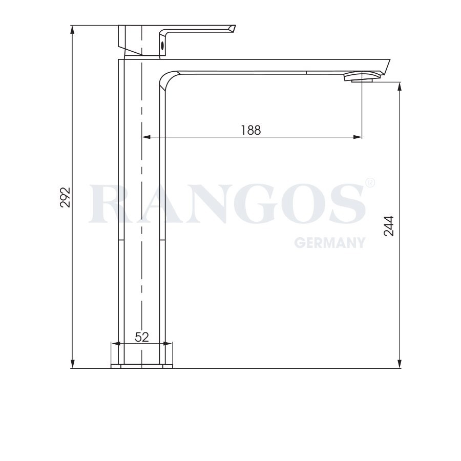 Bản vẽ vòi lavabo Rangos 1 lỗ RG-3100V2