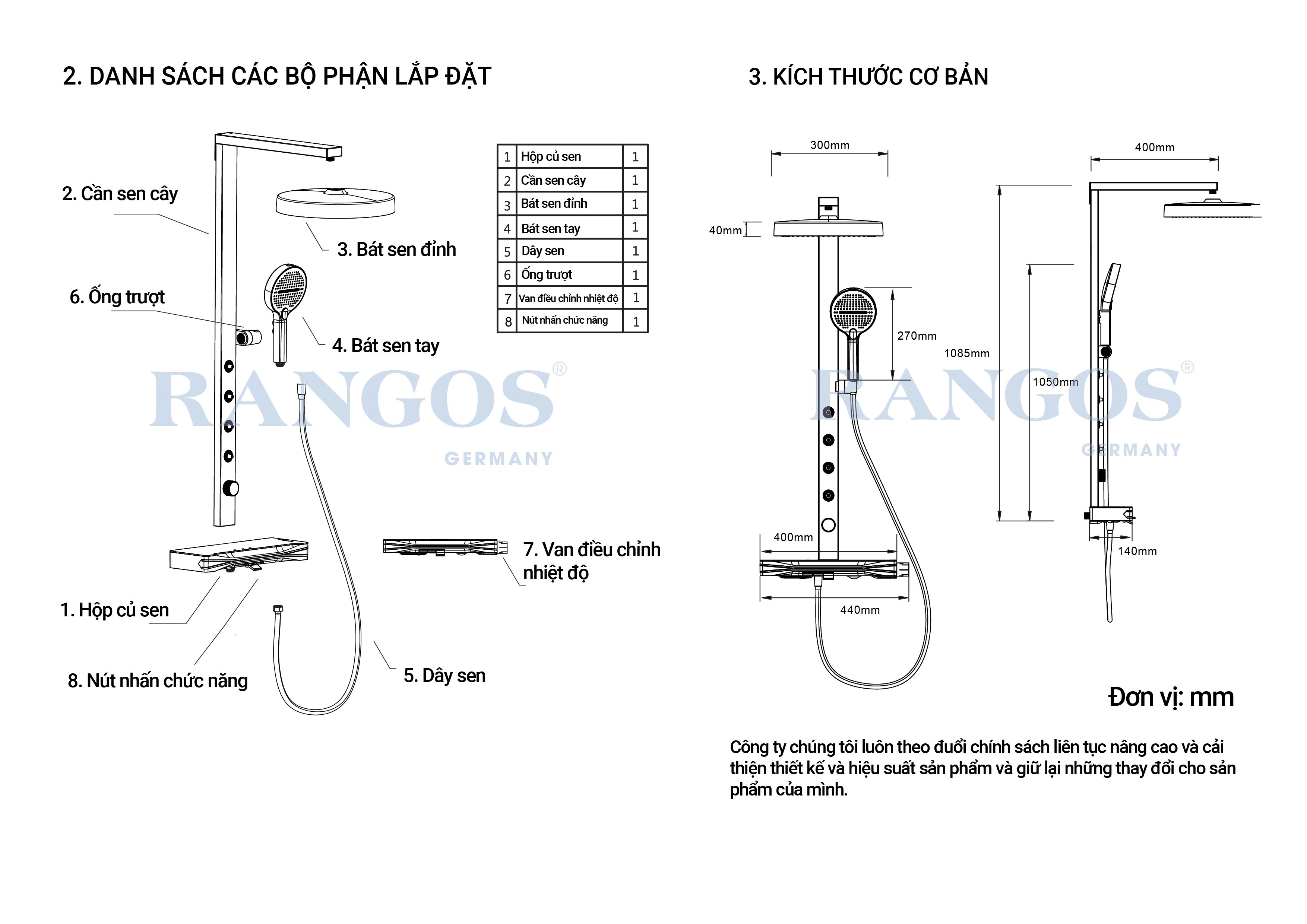 Bản vẽ sen tắm phím đàn Rangos RG-348