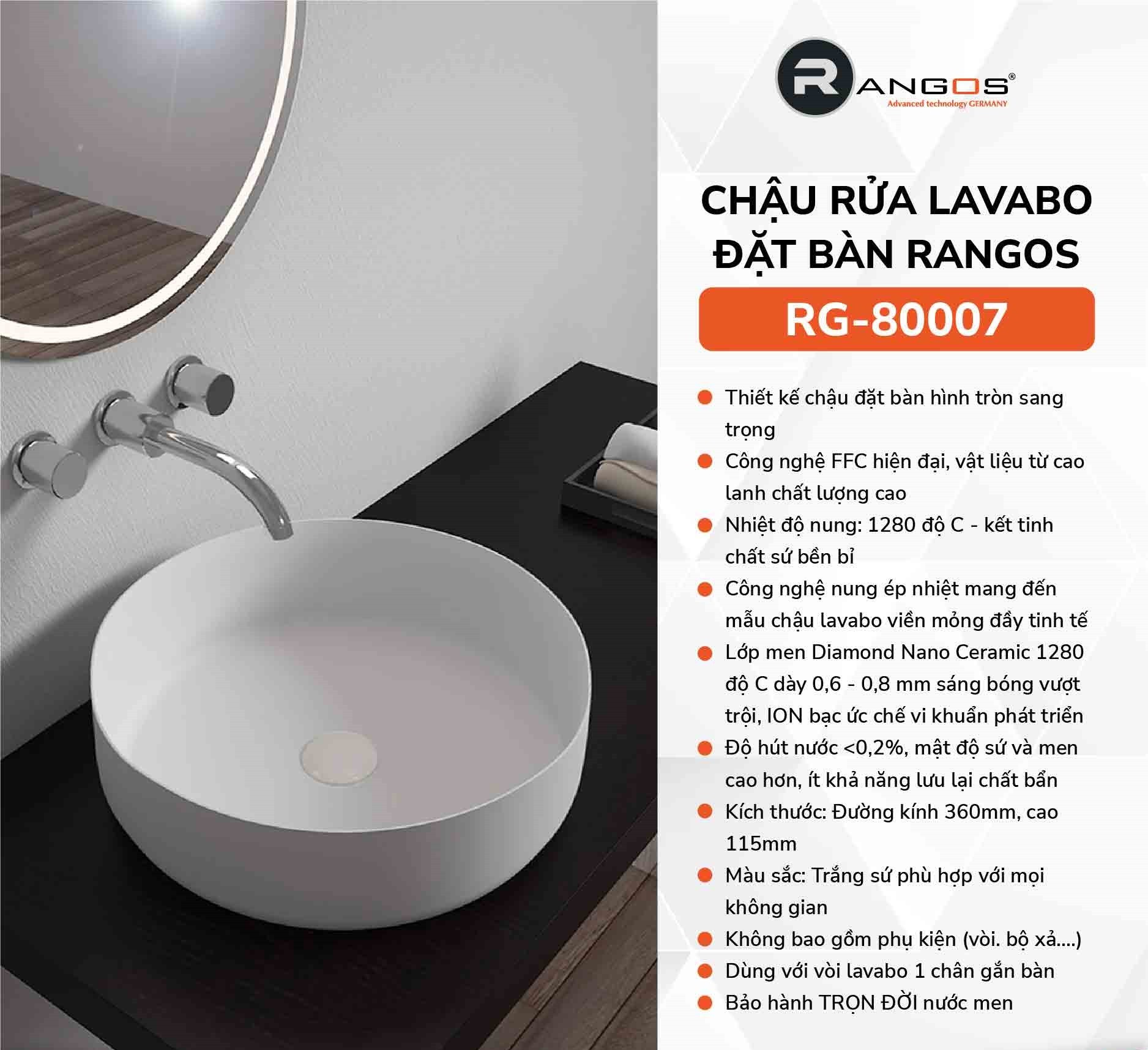 Chậu Rửa Lavabo Rangos RG-80007