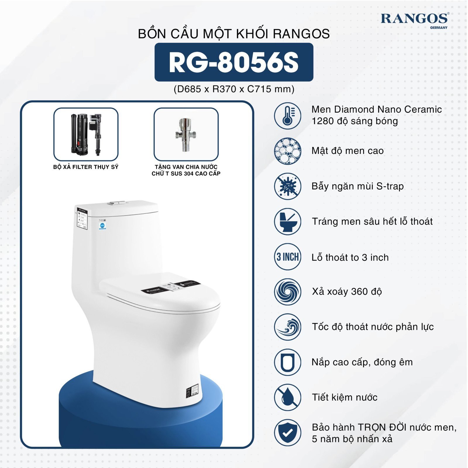 Thông tin bồn cầu Rangos RG-8056S