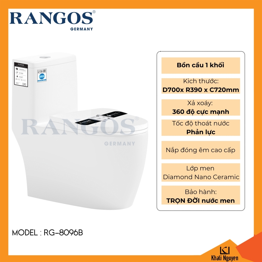 Bồn cầu Rangos 1 khối RG-8096B