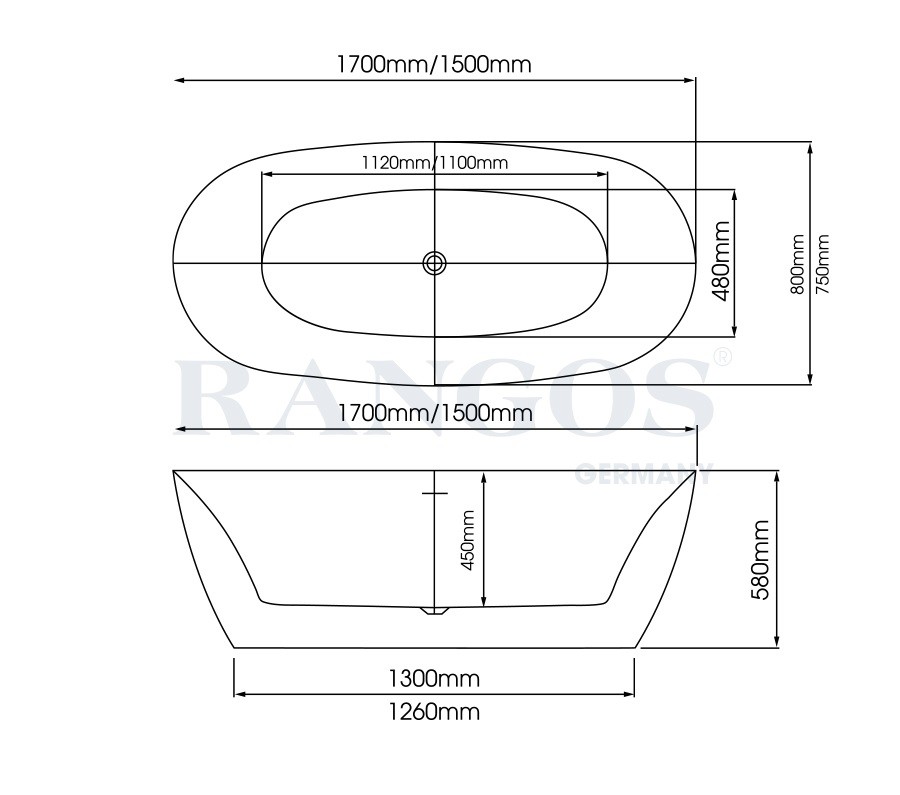 Bản vẽ bồn tắm Rangos RG-B1863-15