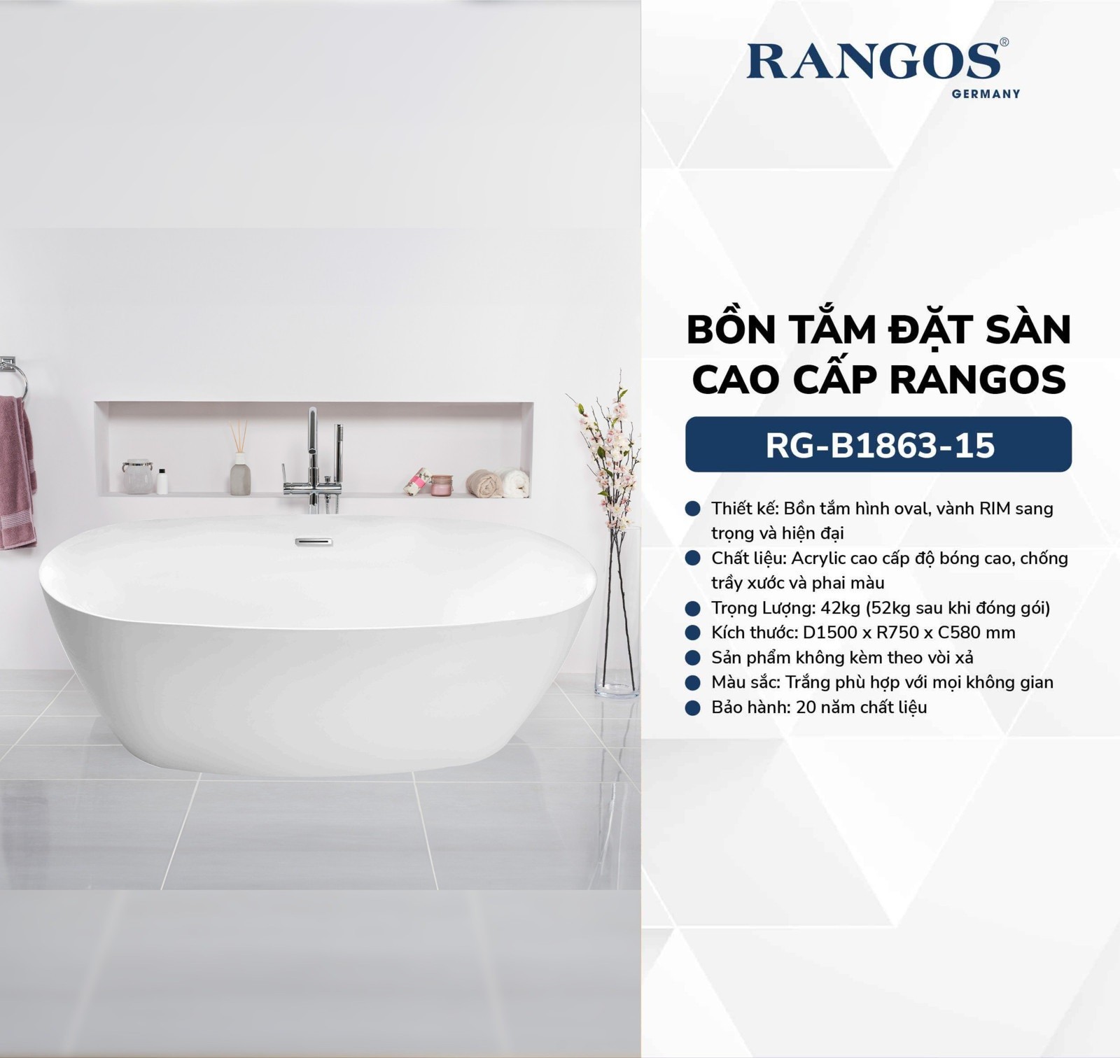 Bồn tắm Rangos RG-B1863-15