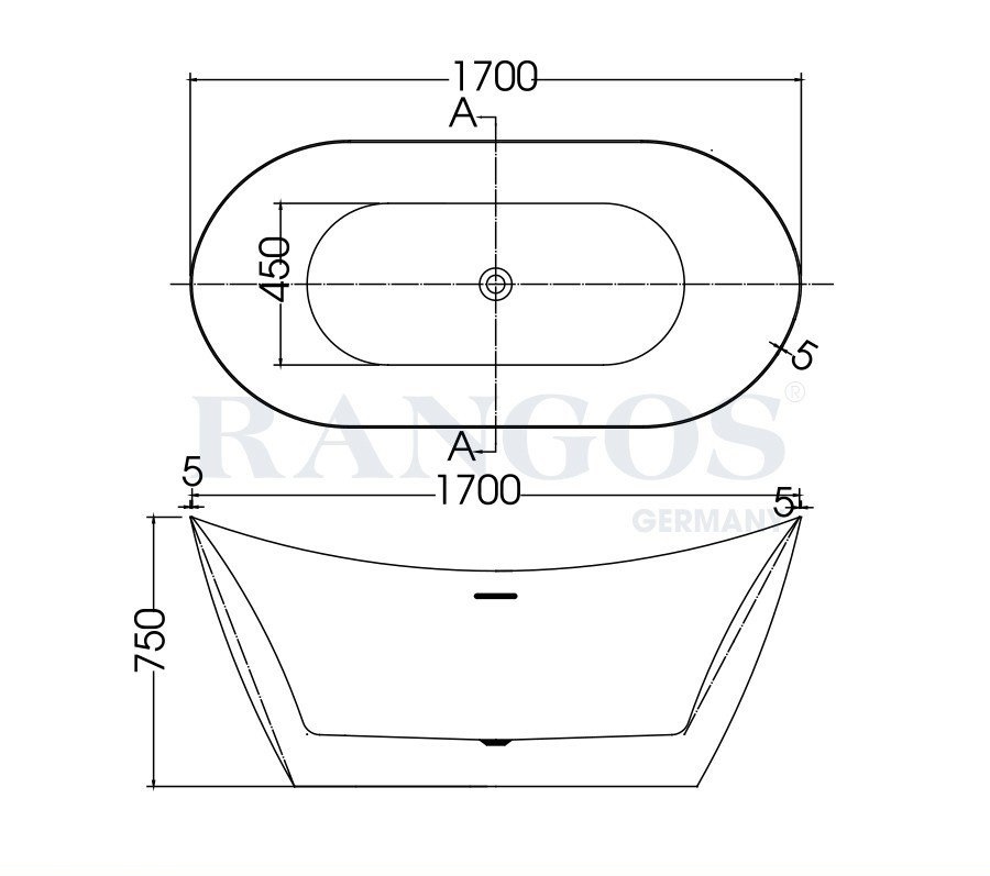 Bản vẽ bồn tắm Rangos RG-B1870-17