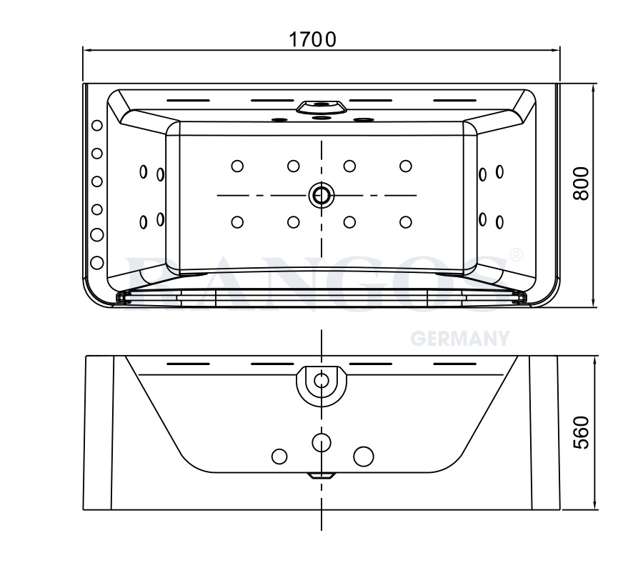 Bản vẽ bồn tắm massage Rangos RG-BT1777-D