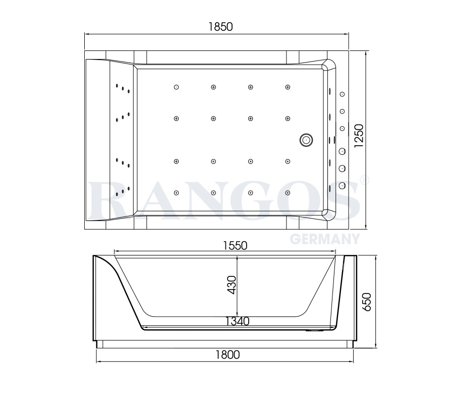 Bản vẽ bồn tắm Rangos RG-BT1825-D