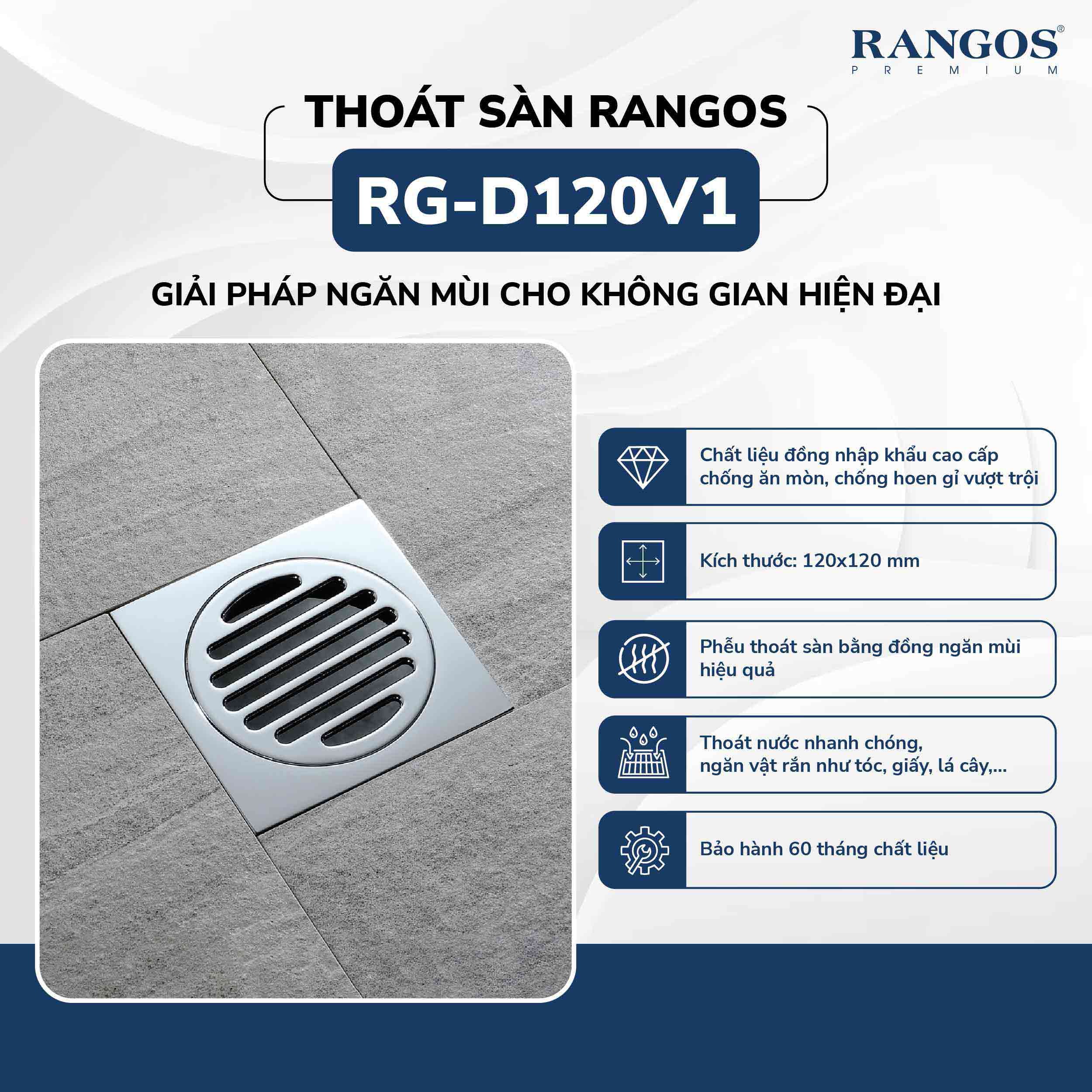 Thông tin thoát sàn Rangos RG-D120V1