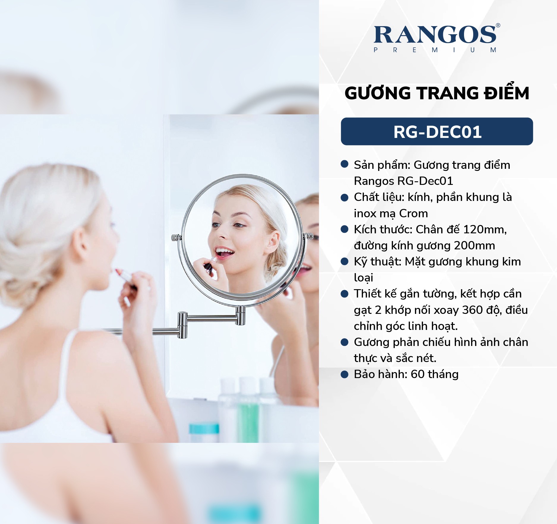 Thông tin gương trang điểm Rangos RG-DEC01