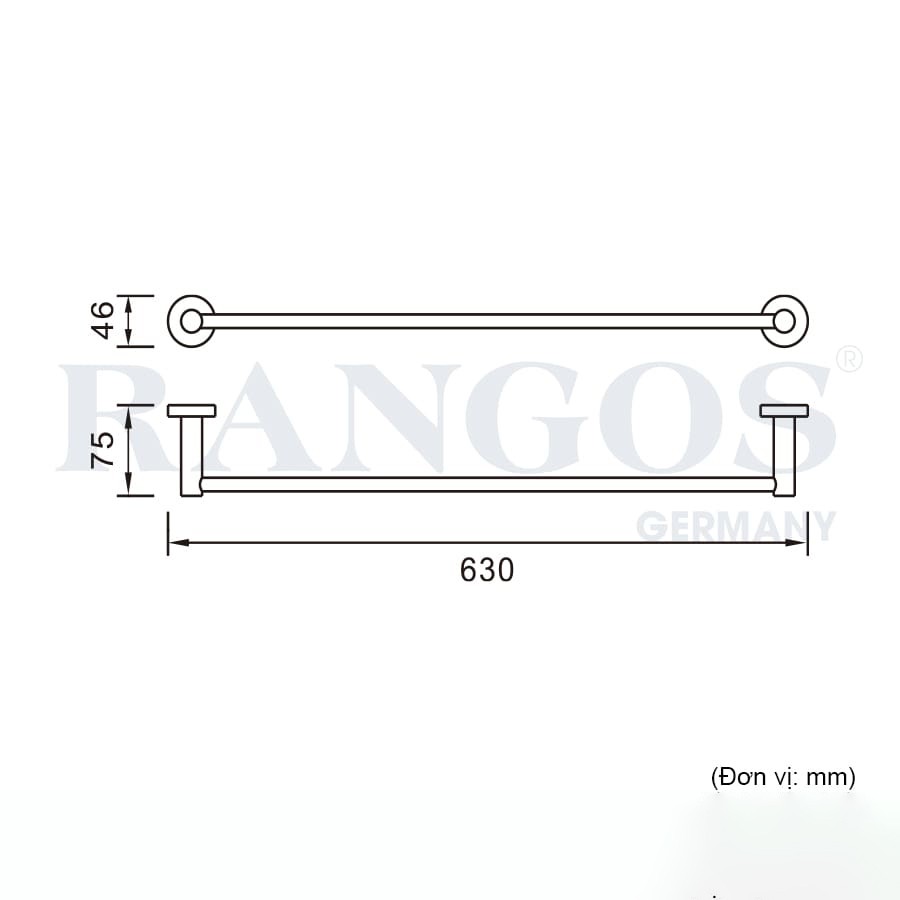 Bản vẽ thanh vắt khăn đơn Rangos RG-PK1901