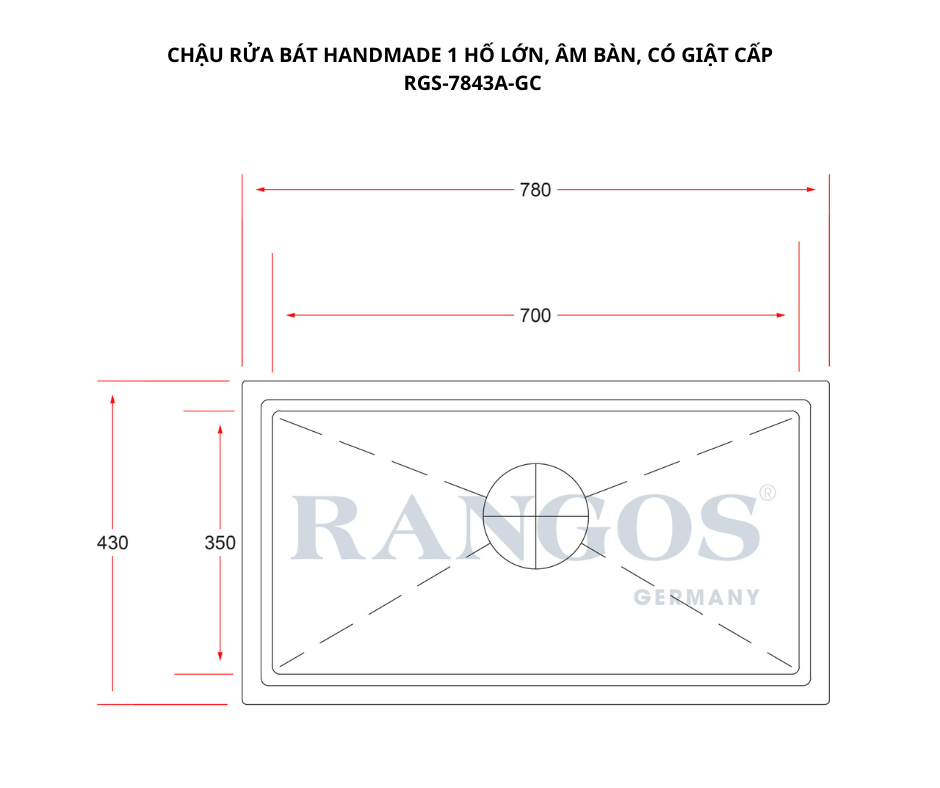 Bản vẽ chậu rửa bát Rangos RGS-7843A-GC