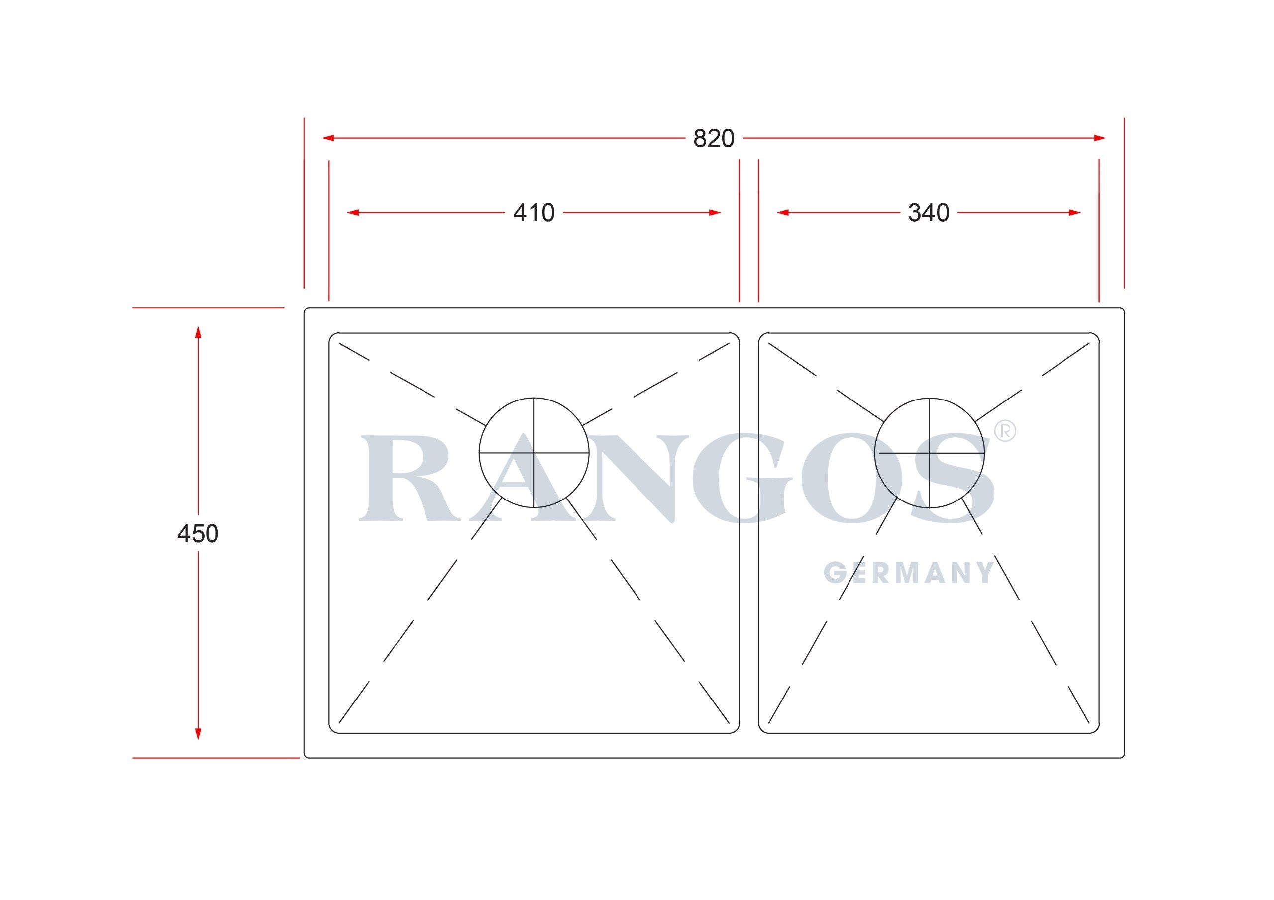 Bản vẽ chậu rửa bát Rangos RGS-8245A