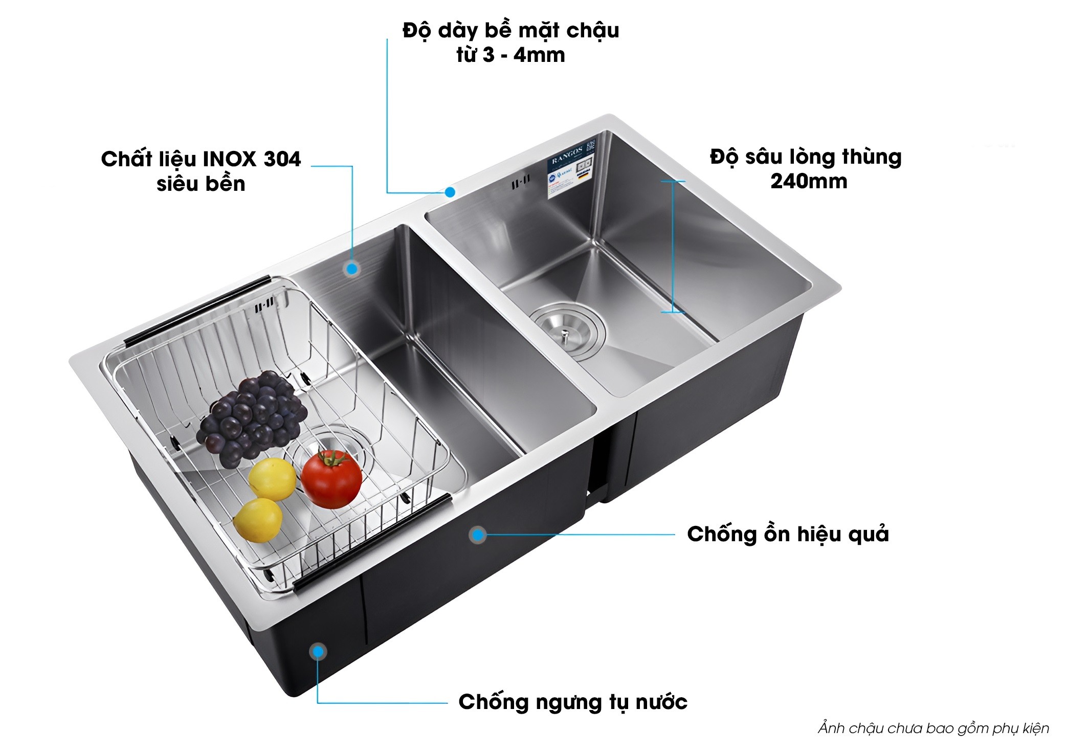 Đặc điểm nổi bật chậu bếp 2 hố Rangos