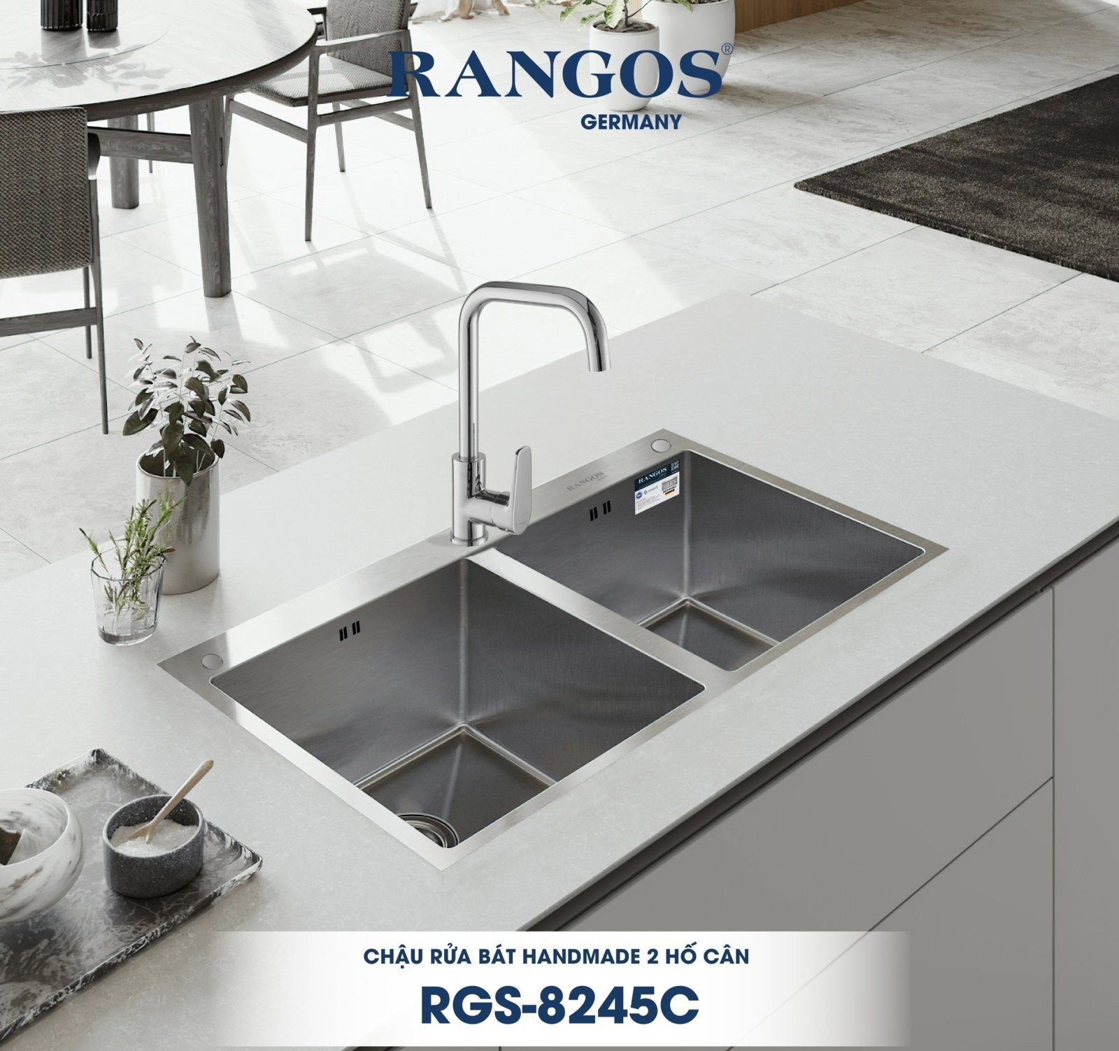 Chậu rửa bát handmade Rangos RGS-8245C