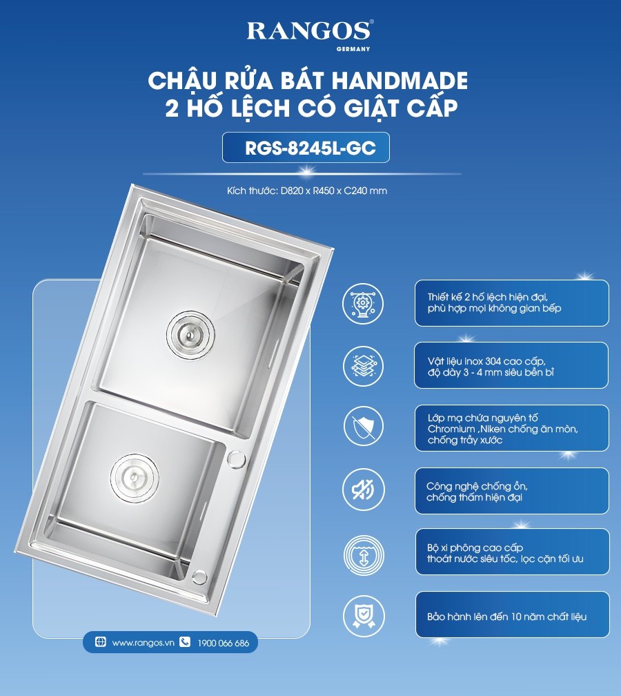 Thông tin chậu rửa bát Rangos RGS-8245L-GC