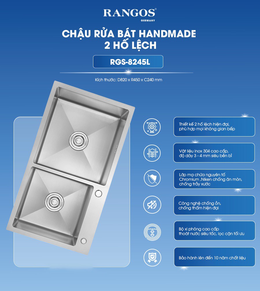 Thông tin chậu rửa bát Rangos RGS-8245L