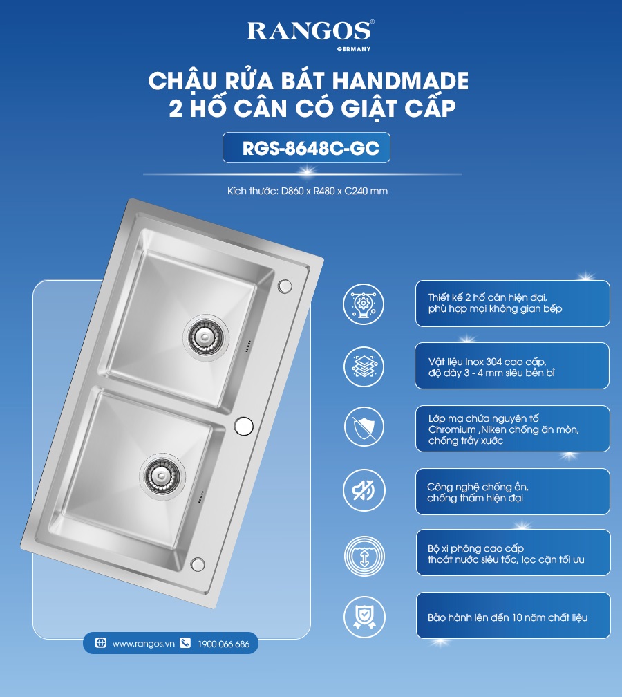 Thông tin chậu rửa bát Rangos RGS-8648C-GC