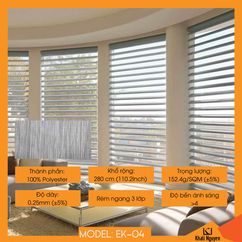 Rèm cầu vồng Hàn Quốc ngang 3 lớp EKORAKKUSU EK-04