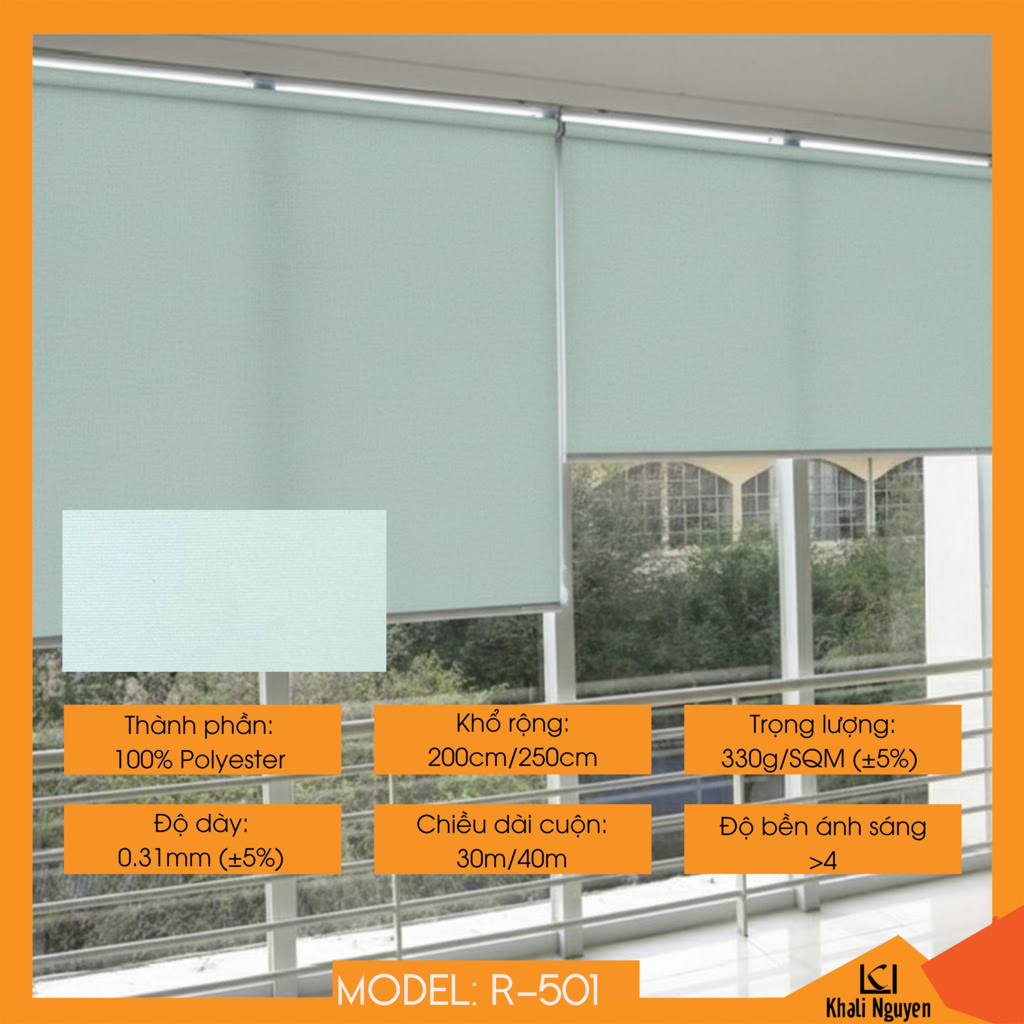 Rèm cuốn trơn máng thường Hàn Quốc R-501