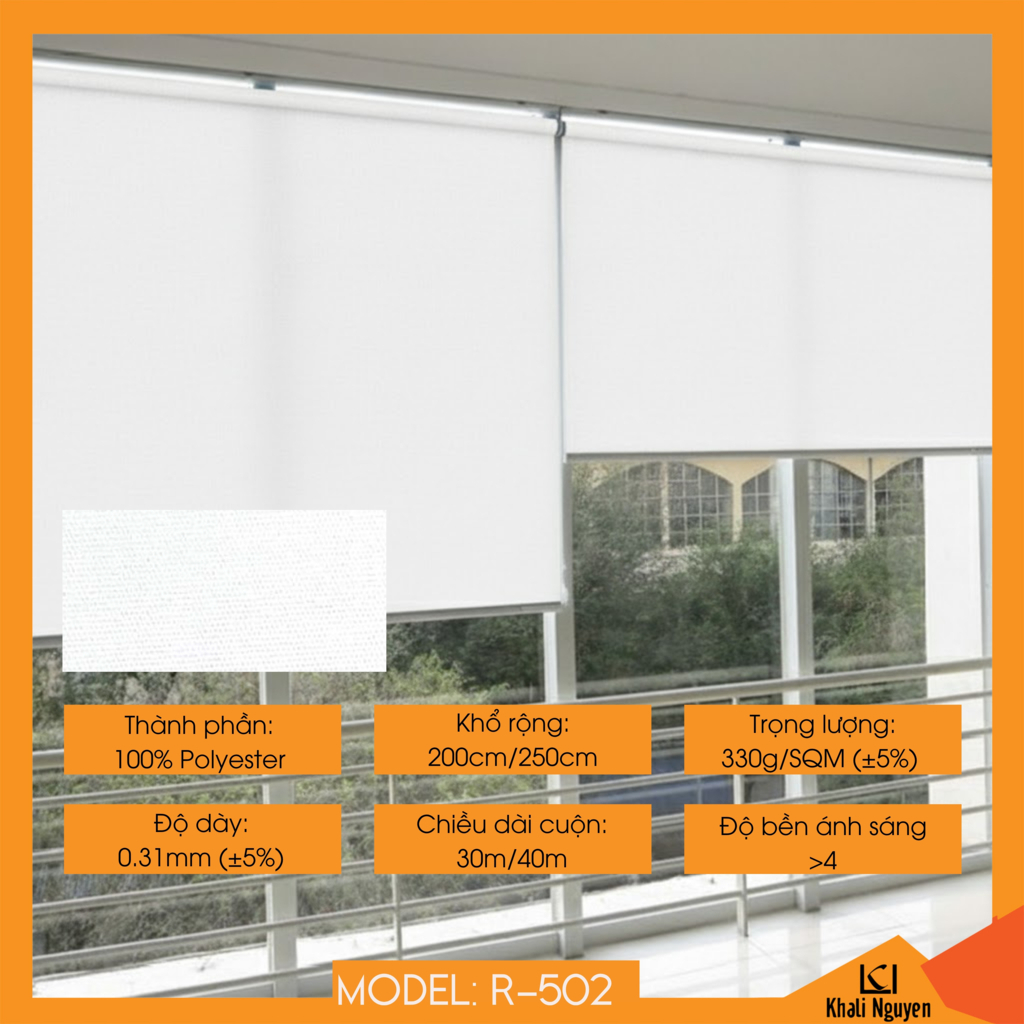 Rèm cuốn trơn máng thường Hàn Quốc R-502