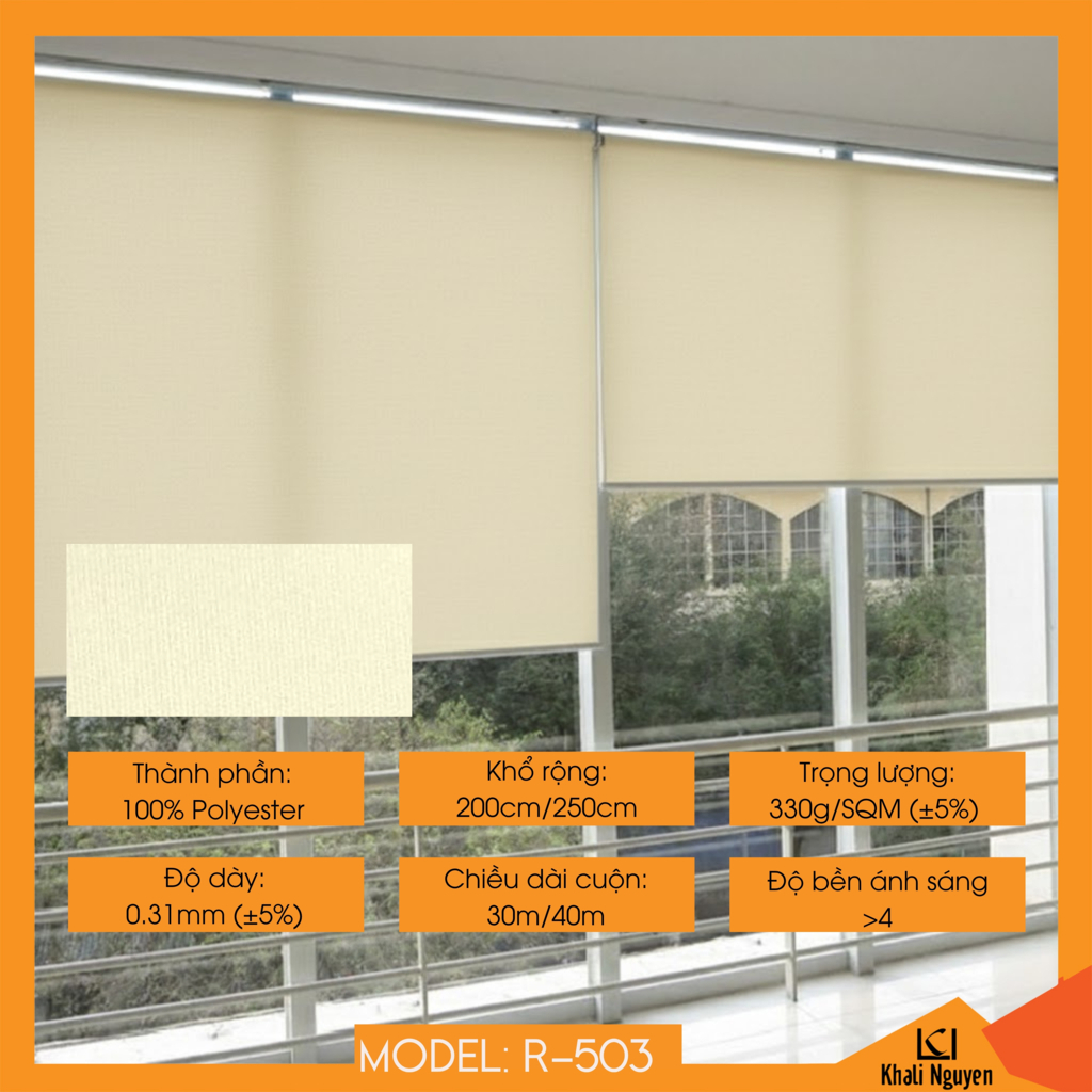 Rèm cuốn trơn máng thường Hàn Quốc R-503