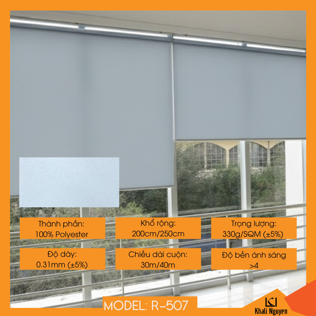 Rèm cuốn trơn máng thường Hàn Quốc R-507
