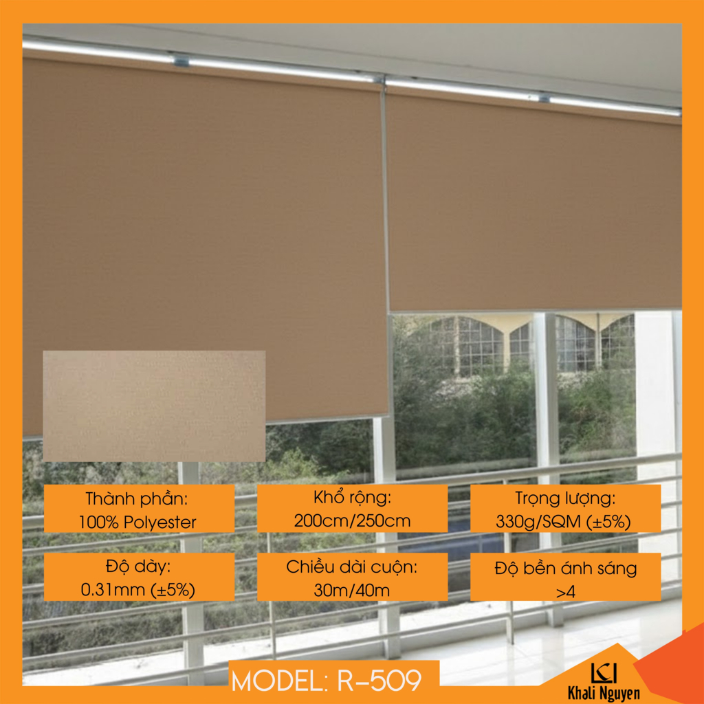 Rèm cuốn trơn máng thường Hàn Quốc R-509