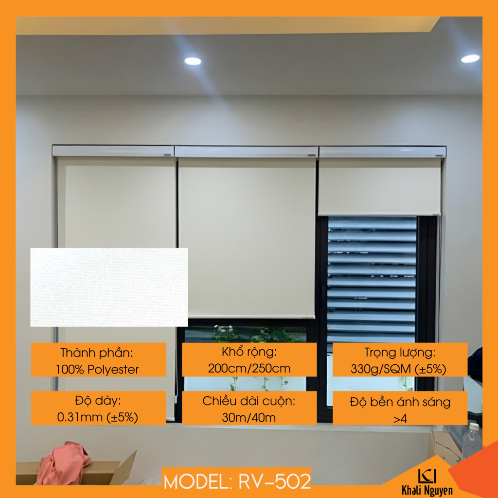 Rèm cuốn trơn máng cầu vồng Hàn Quốc RV-502