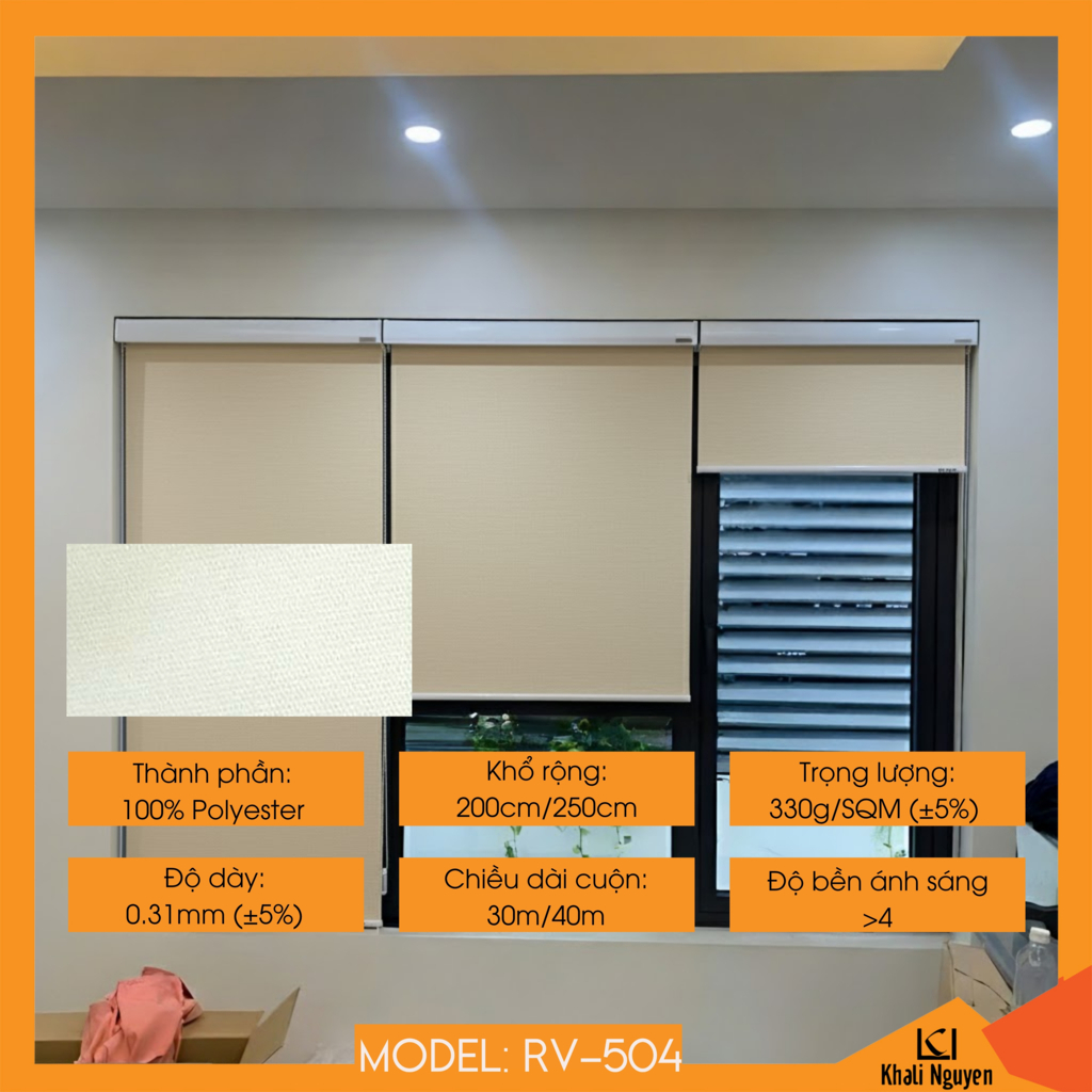 Rèm cuốn trơn máng cầu vồng Hàn Quốc RV-504