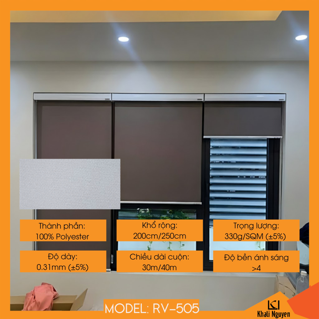 Rèm cuốn trơn máng cầu vồng Hàn Quốc RV-505