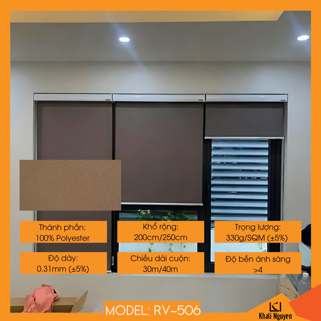 Rèm cuốn trơn máng cầu vồng Hàn Quốc RV-506