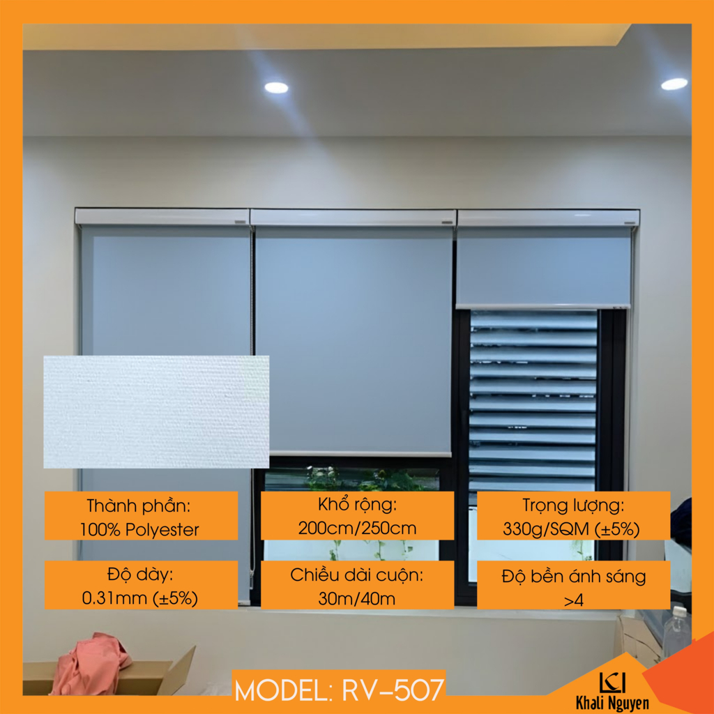 Rèm cuốn trơn máng cầu vồng Hàn Quốc RV-507