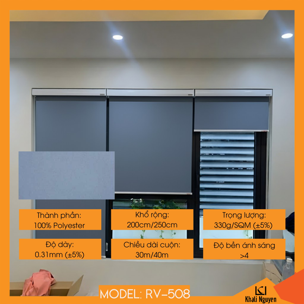 Rèm cuốn trơn máng cầu vồng Hàn Quốc RV-508