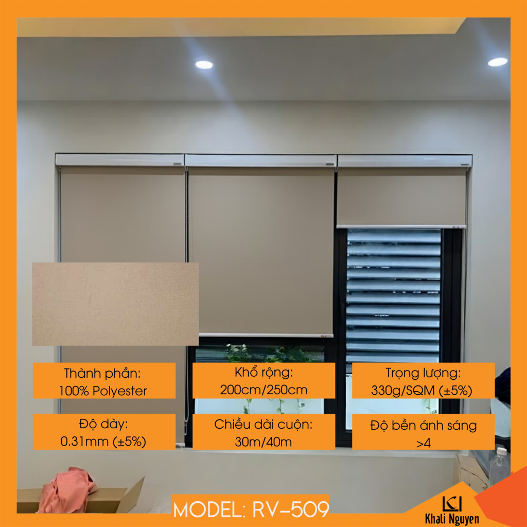 Rèm cuốn trơn máng cầu vồng Hàn Quốc RV-509