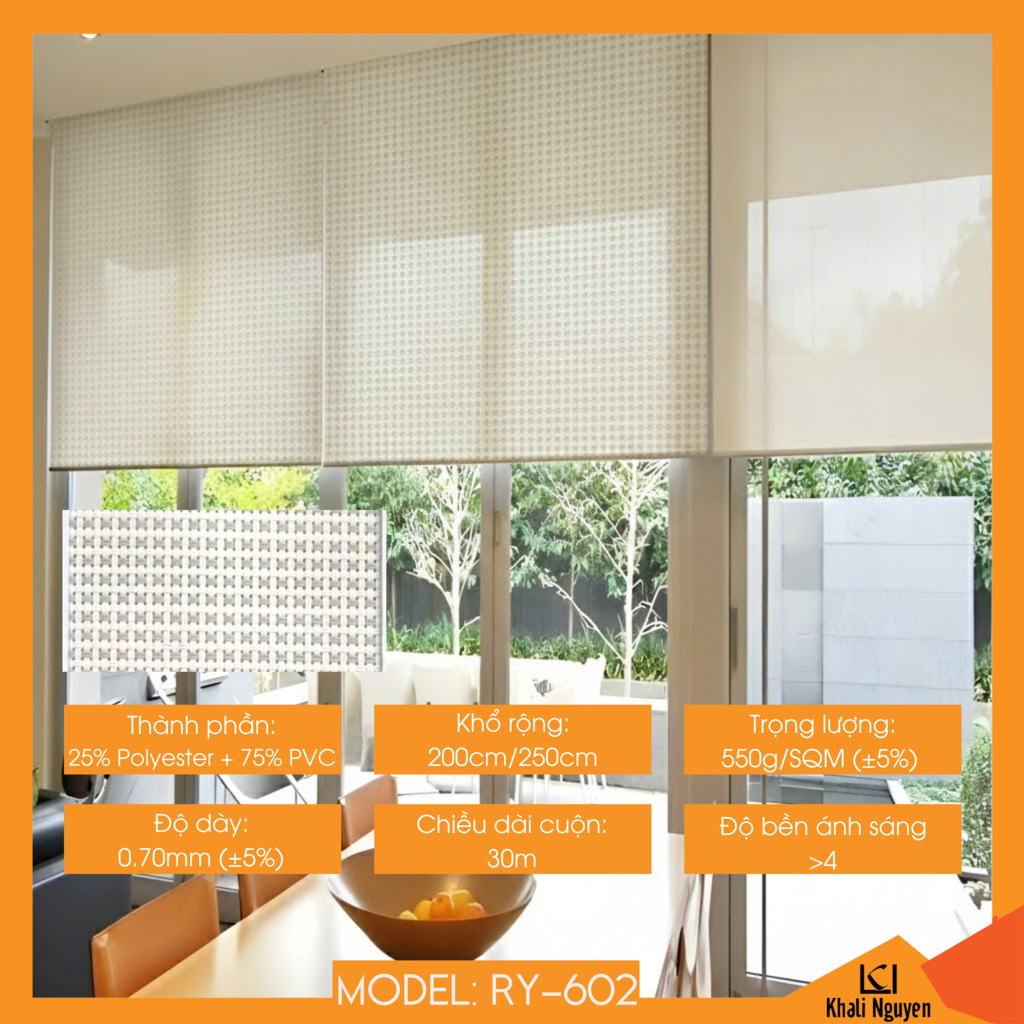 Rèm cuốn lưới máng thường RY-602