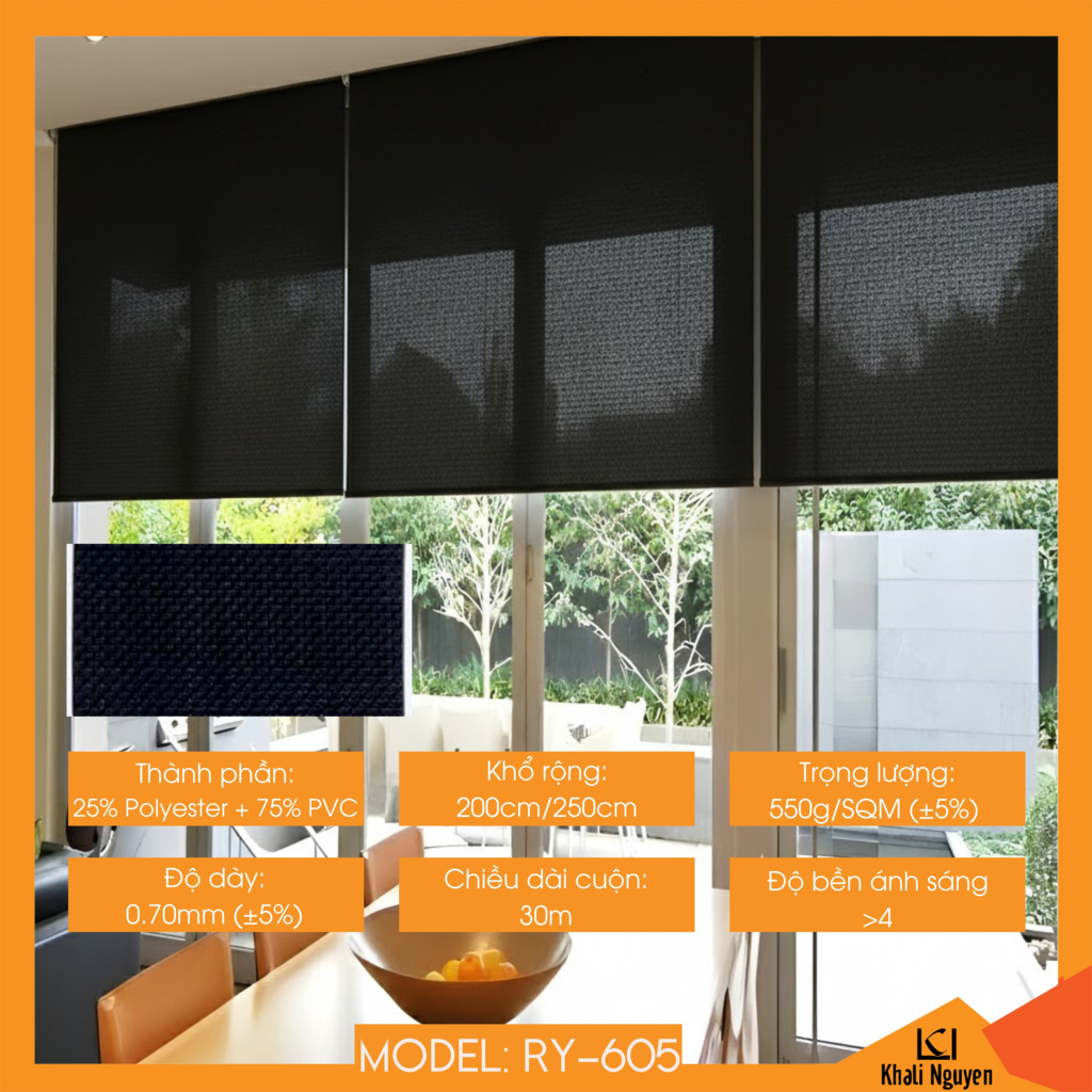 Rèm cuốn lưới máng thường RY-605