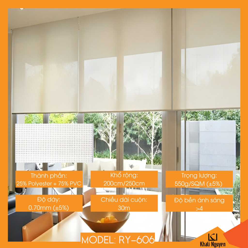 Rèm cuốn lưới máng thường RY-606