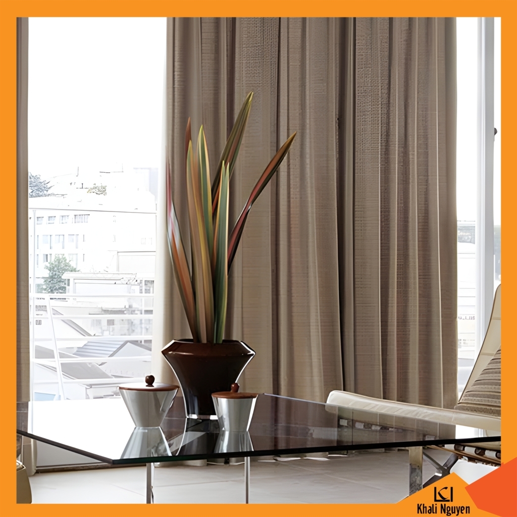 Mẫu rèm vải phòng khách đẹp che nắng 100%