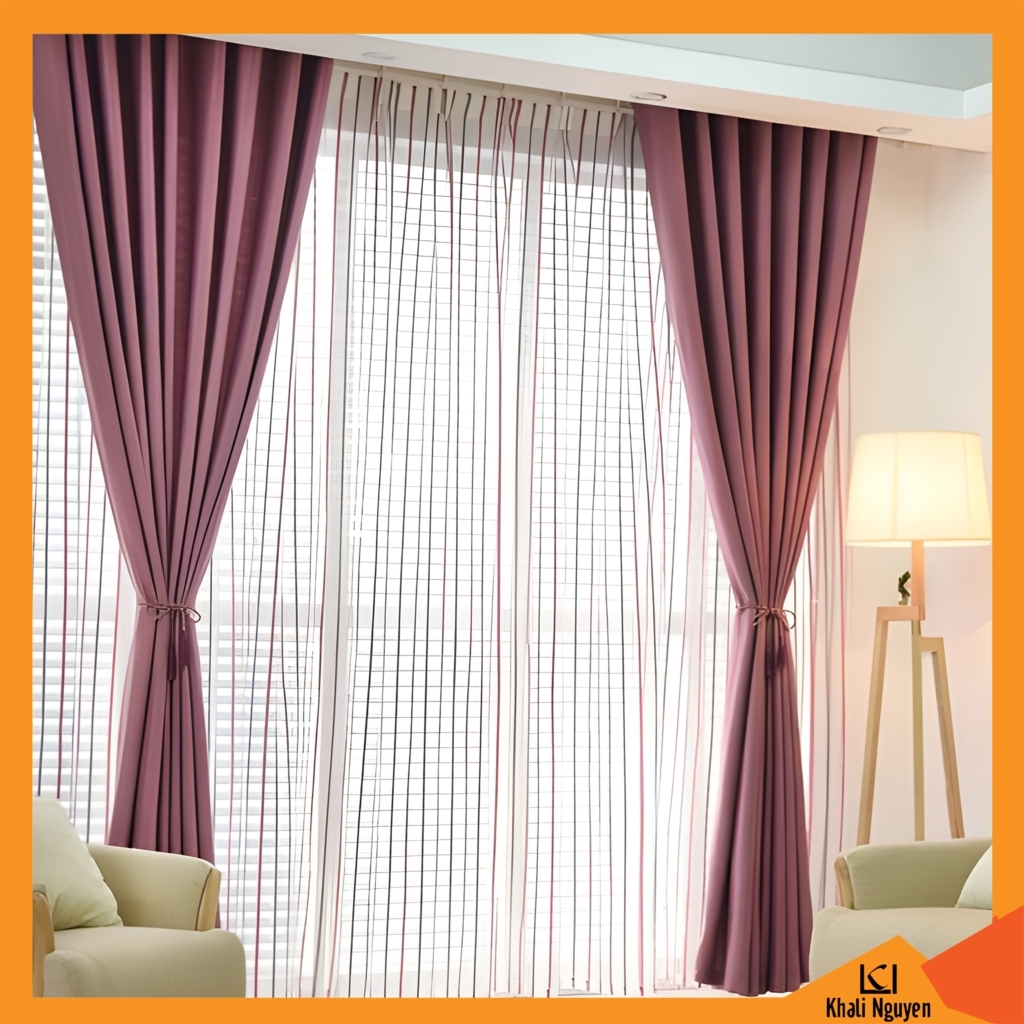 Rèm vải chống nắng màu tím hồng
