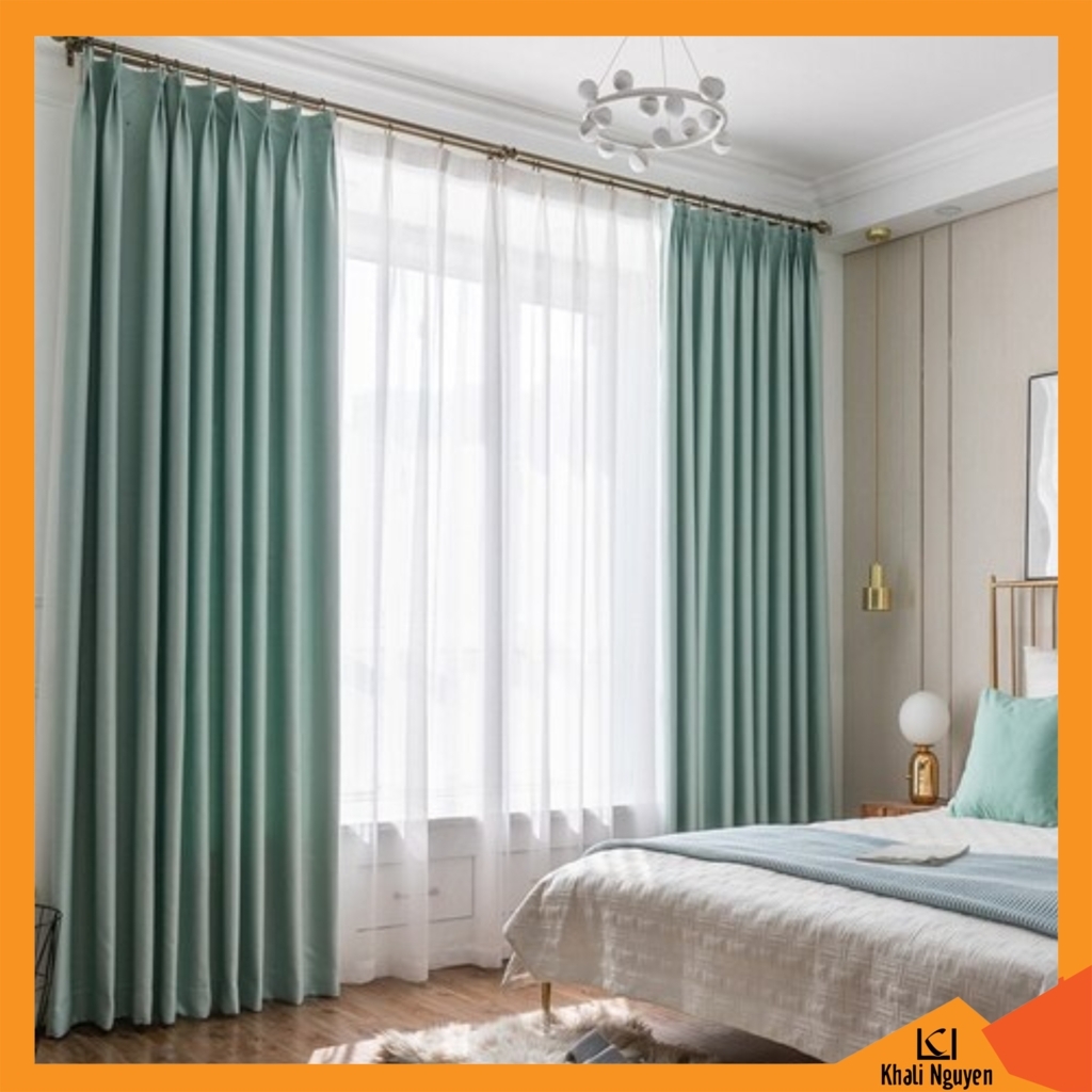 Rèm vải màu xanh