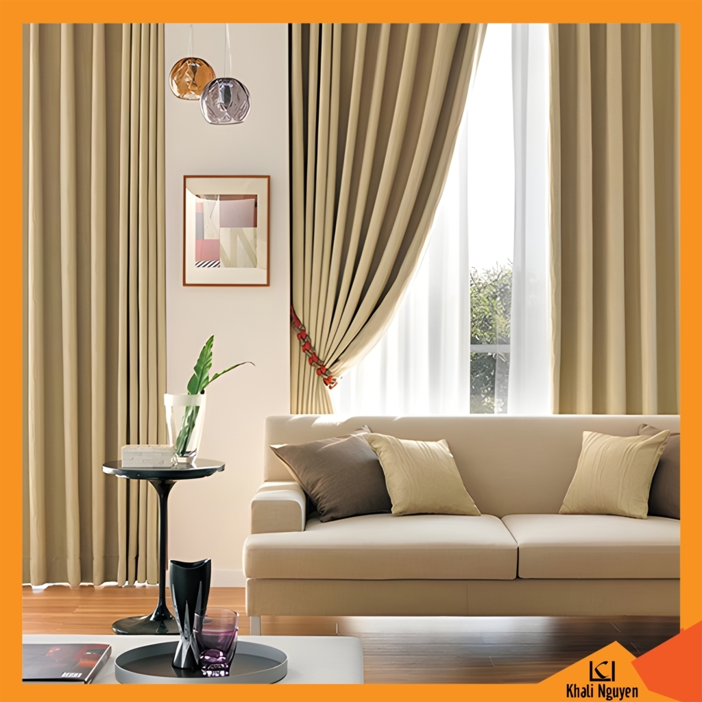 Rèm vải một màu đẹp giá rẻ cản nắng 100%