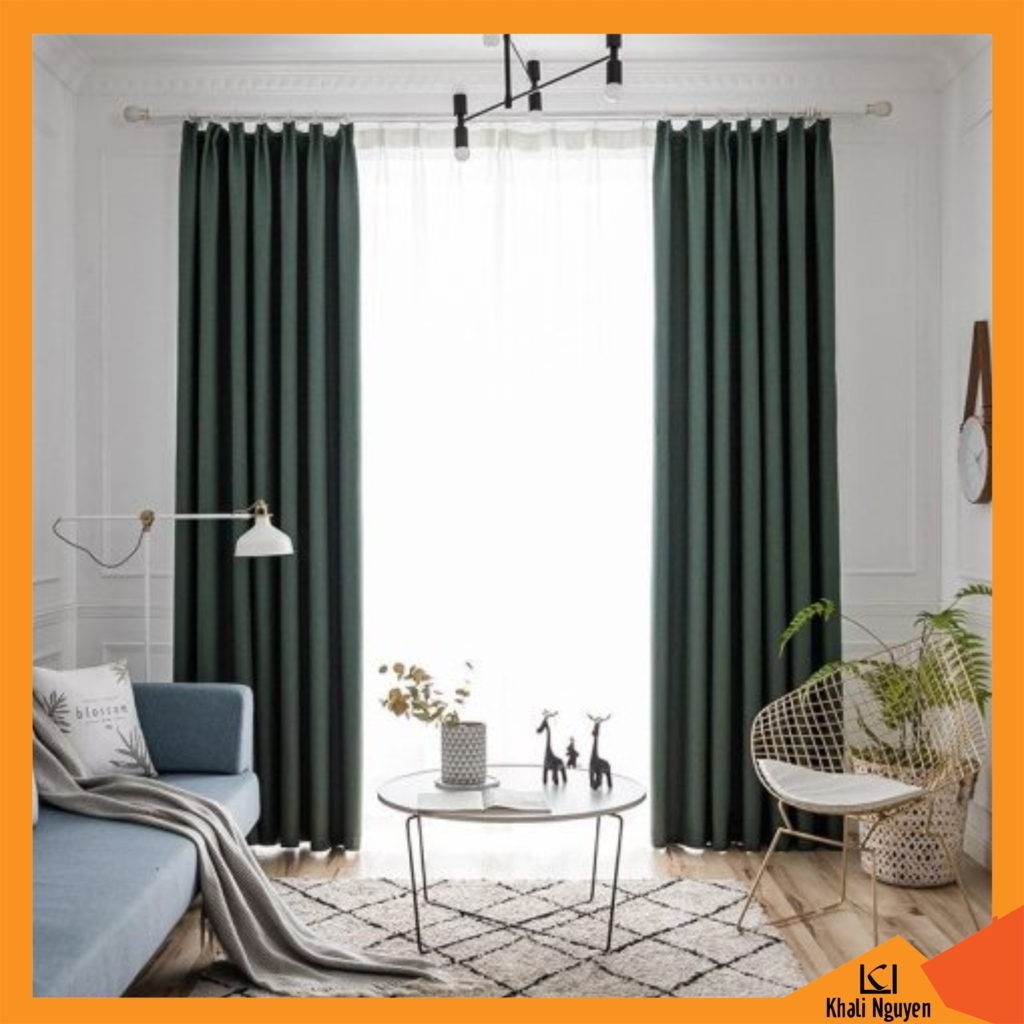 Rèm vải phòng khách chất liệu thô mịn đẹp cản nắng