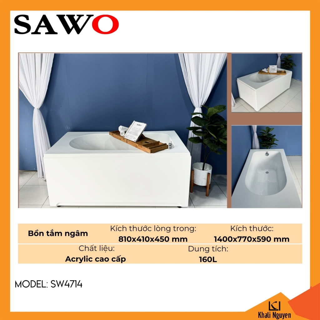 Bồn tắm ngâm acrylic Sawo SW4714
